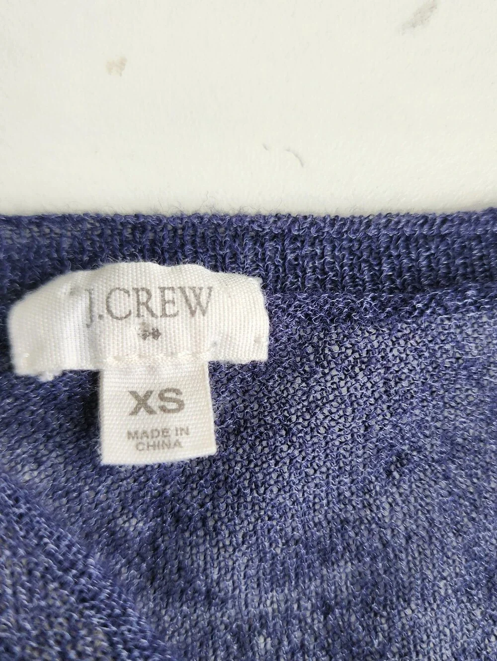 J Crew Women's Thin Sheer Knit Sweater  Dark Night Blue Crew Neck Pockets XS